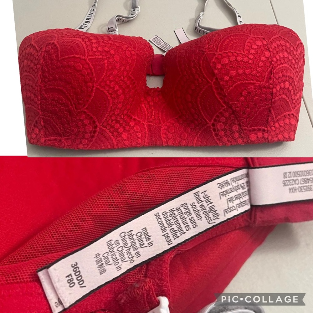Victoria's Secret Red Lace Bandeau Bra